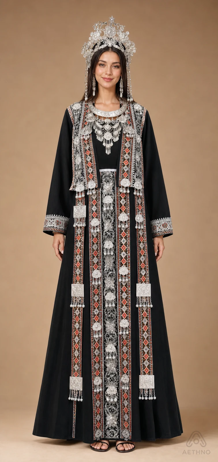 AETHNO Miao-Inspired Embroidered Women's Outfit - Look 136