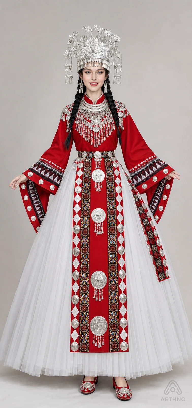 AETHNO Miao-Inspired Embroidered Women's Outfit - Look 142