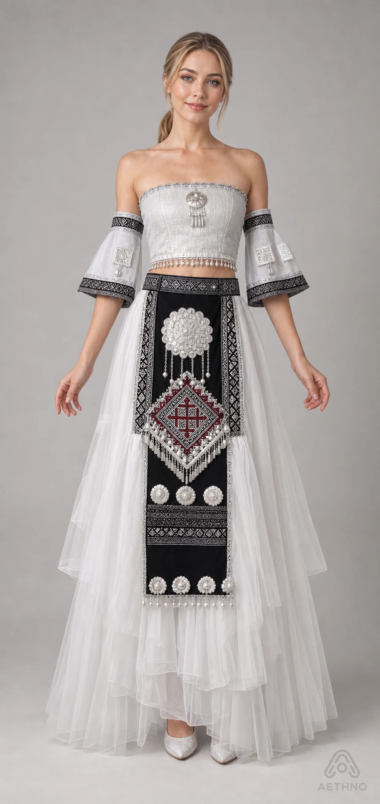 AETHNO Miao-Inspired Embroidered Women's Outfit - Look 144