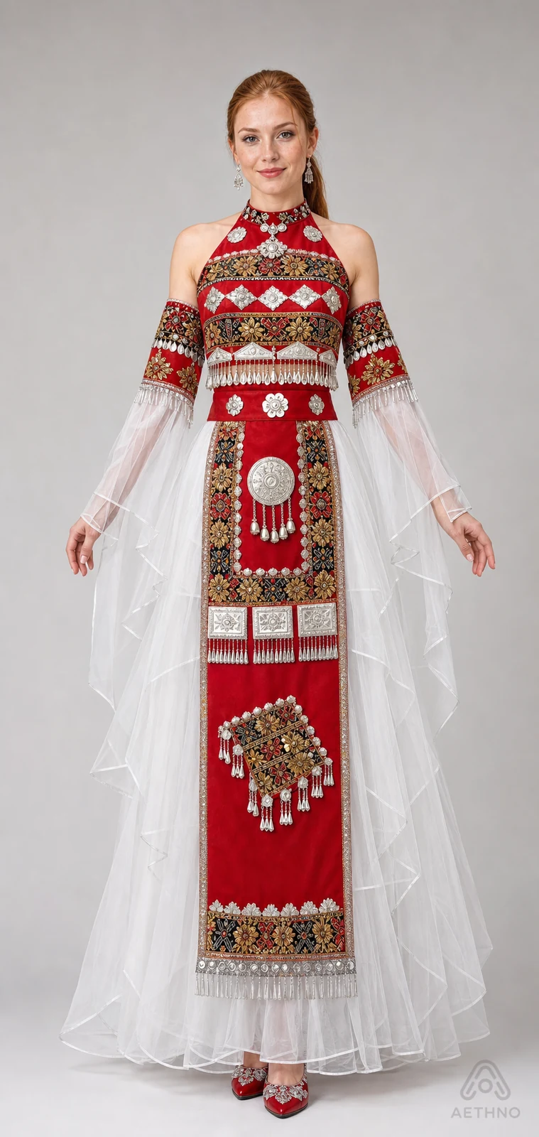 AETHNO Miao-Inspired Embroidered Women's Outfit - Look 146