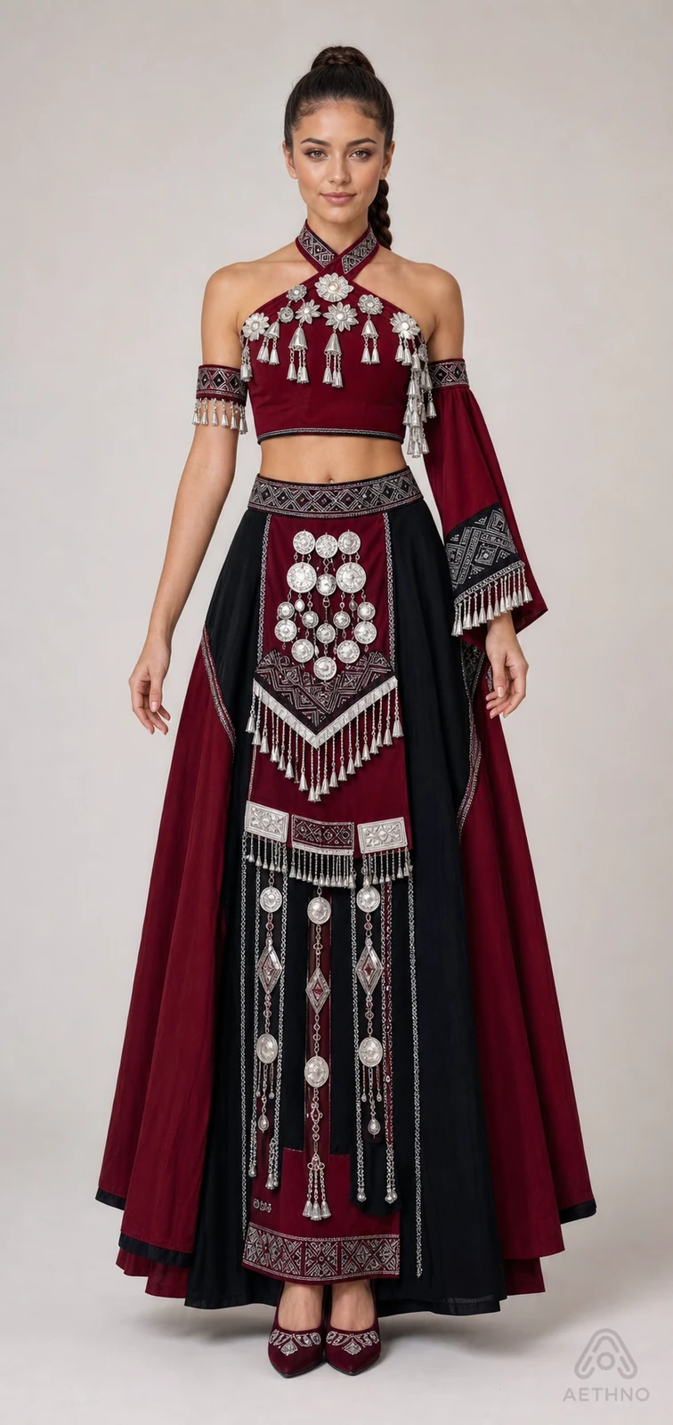 AETHNO Miao-Inspired Embroidered Women's Outfit - Look 149