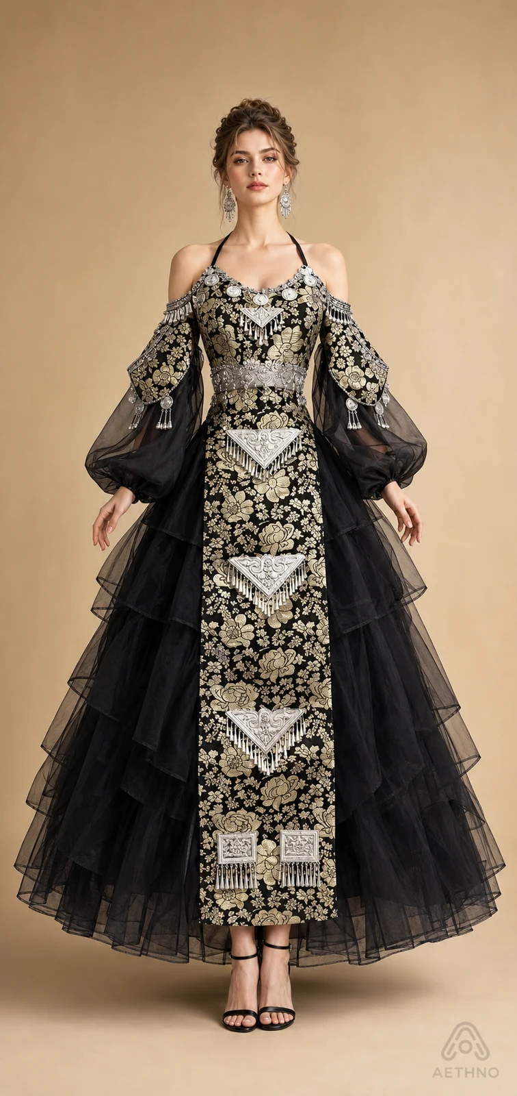 AETHNO Miao-Inspired Embroidered Women's Outfit - Look 154