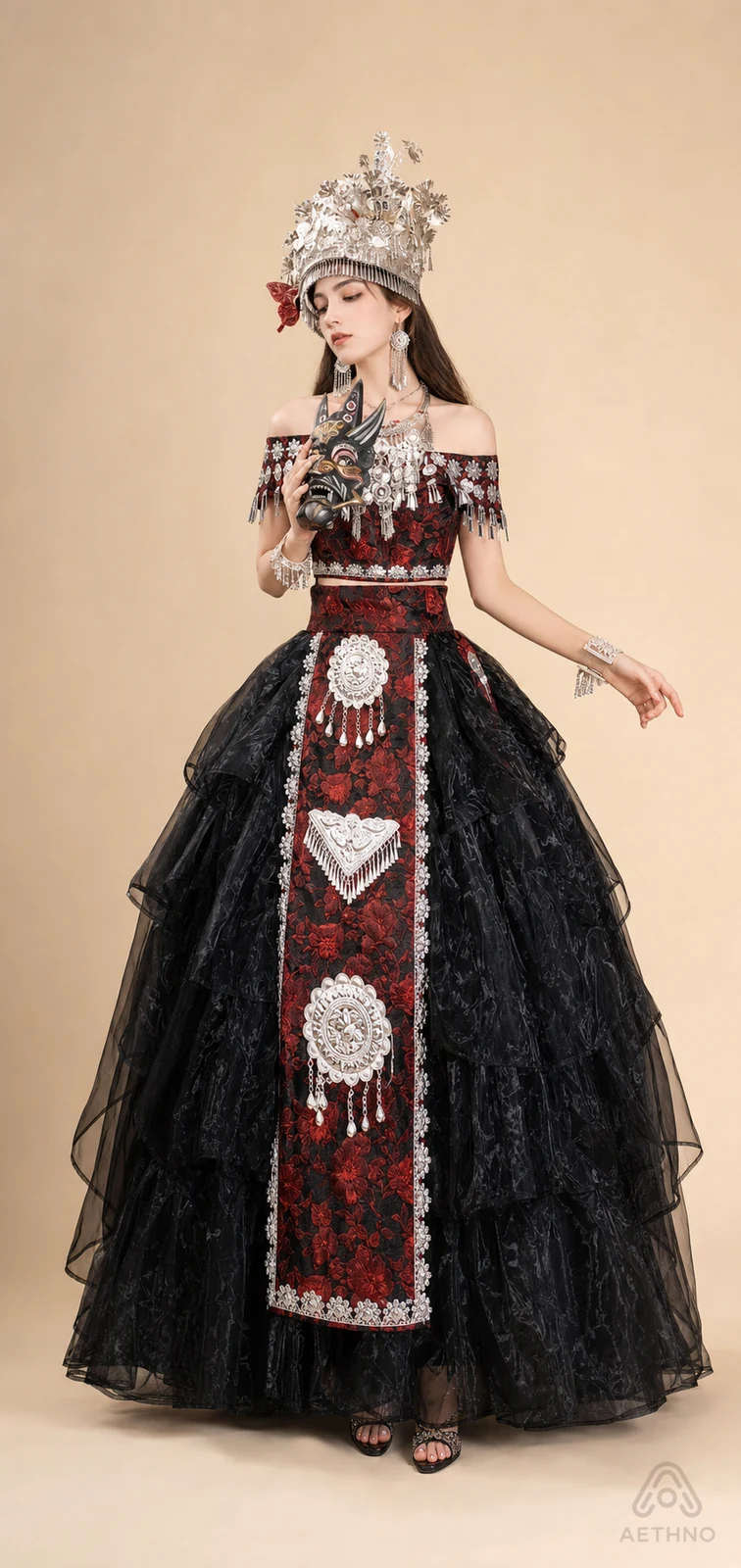 AETHNO Miao-Inspired Embroidered Women's Outfit - Look 155