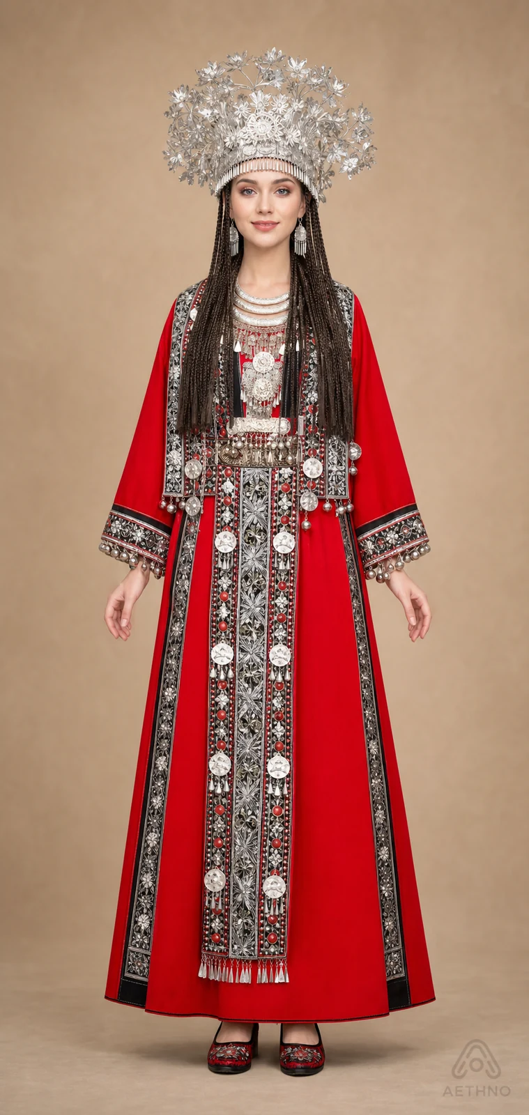 AETHNO Miao-Inspired Embroidered Women's Outfit - Look 157