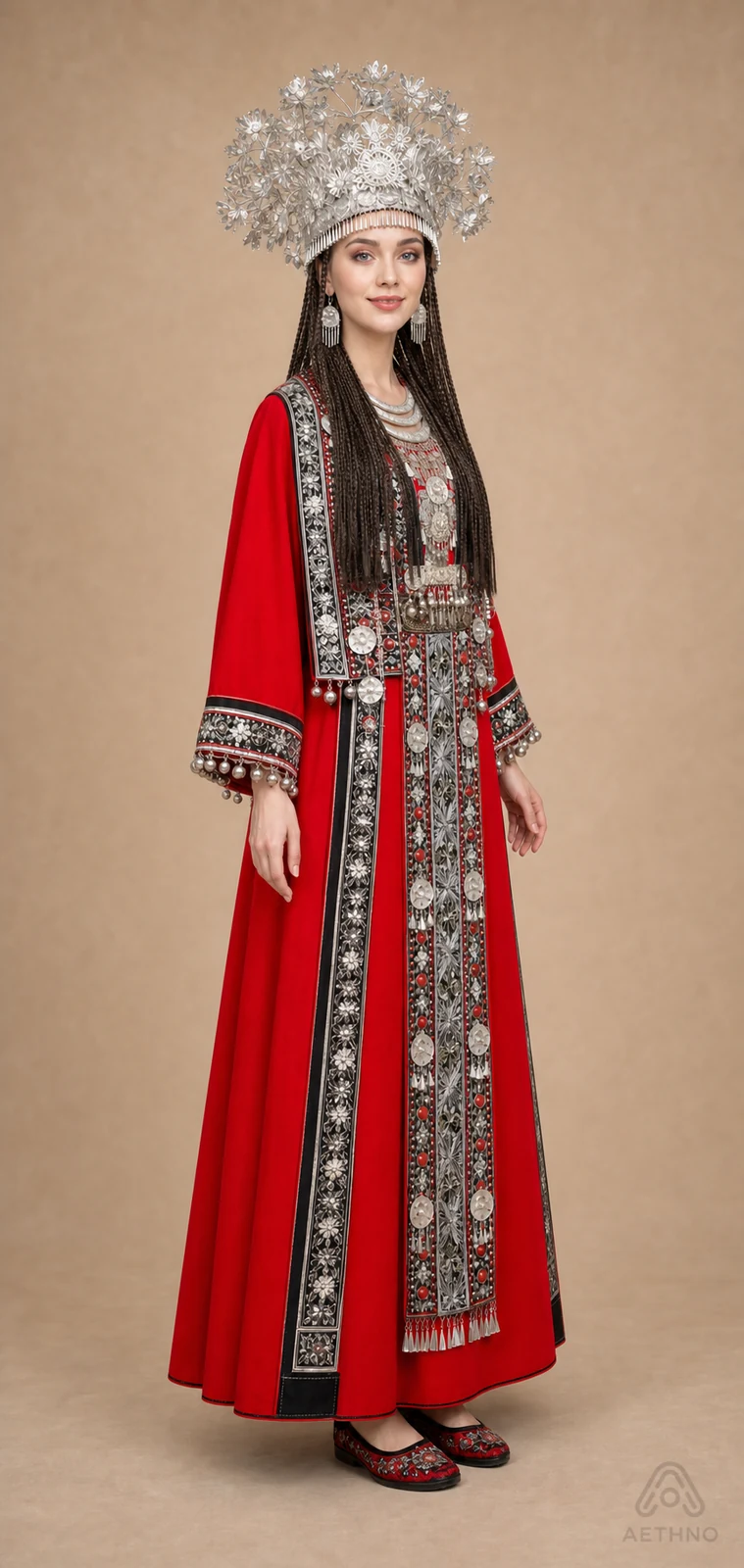AETHNO Miao-Inspired Embroidered Women's Outfit - Look 157 - Image 3