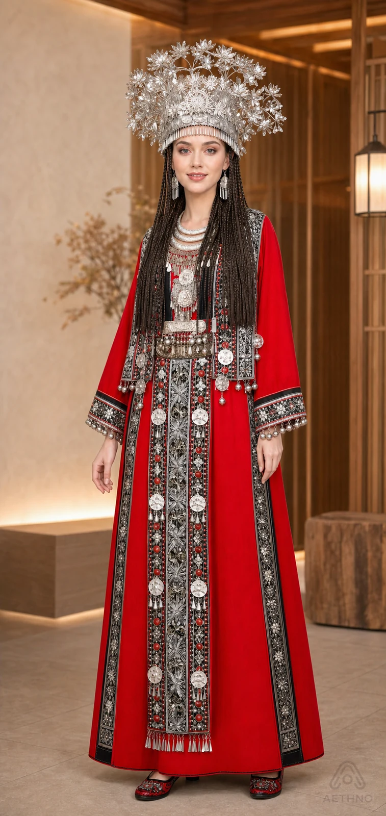 AETHNO Miao-Inspired Embroidered Women's Outfit - Look 157 - Image 9