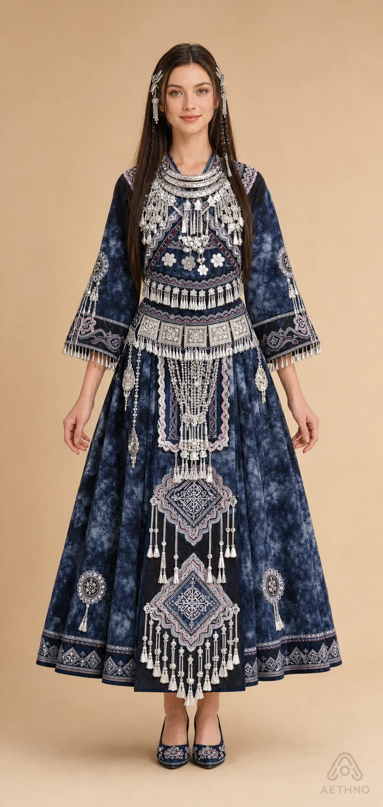 AETHNO Miao-Inspired Embroidered Women's Outfit - Look 158