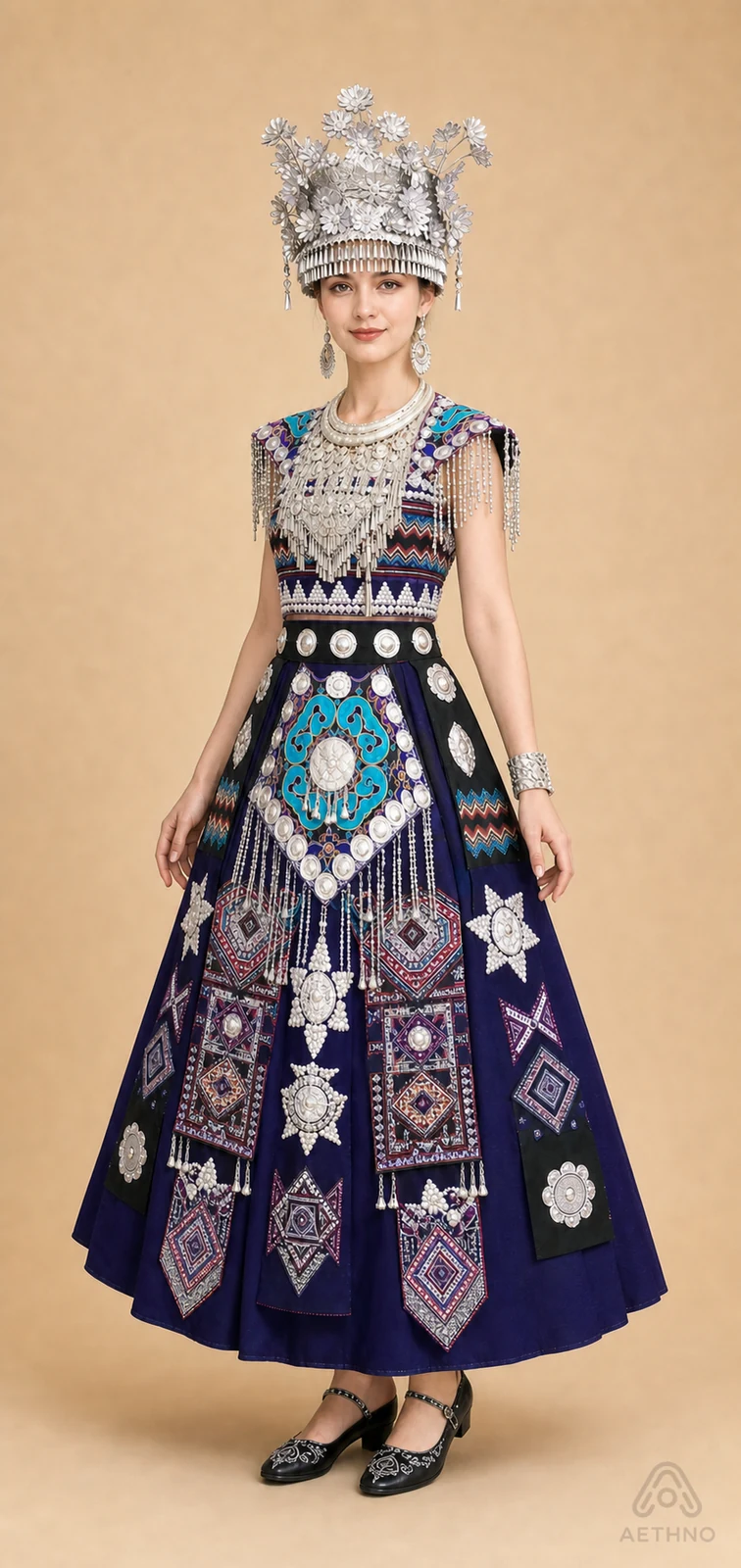 AETHNO Miao-Inspired Embroidered Women's Outfit - Look 159 - Image 2