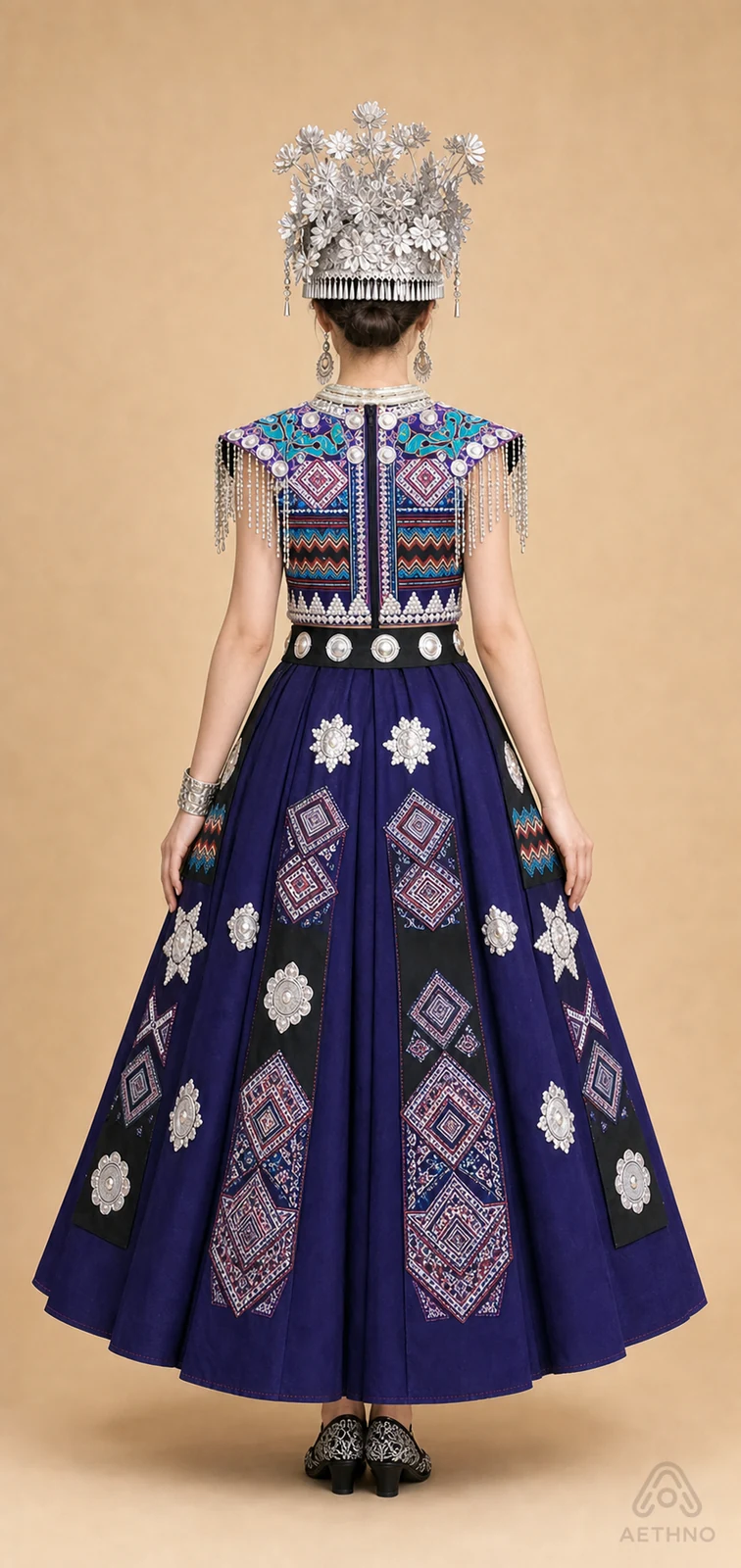 AETHNO Miao-Inspired Embroidered Women's Outfit - Look 159 - Image 4