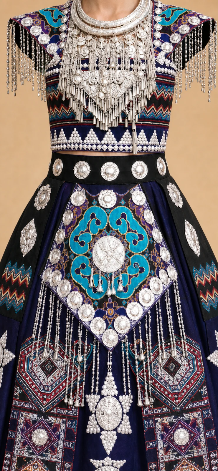 AETHNO Miao-Inspired Embroidered Women's Outfit - Look 159 - Image 6