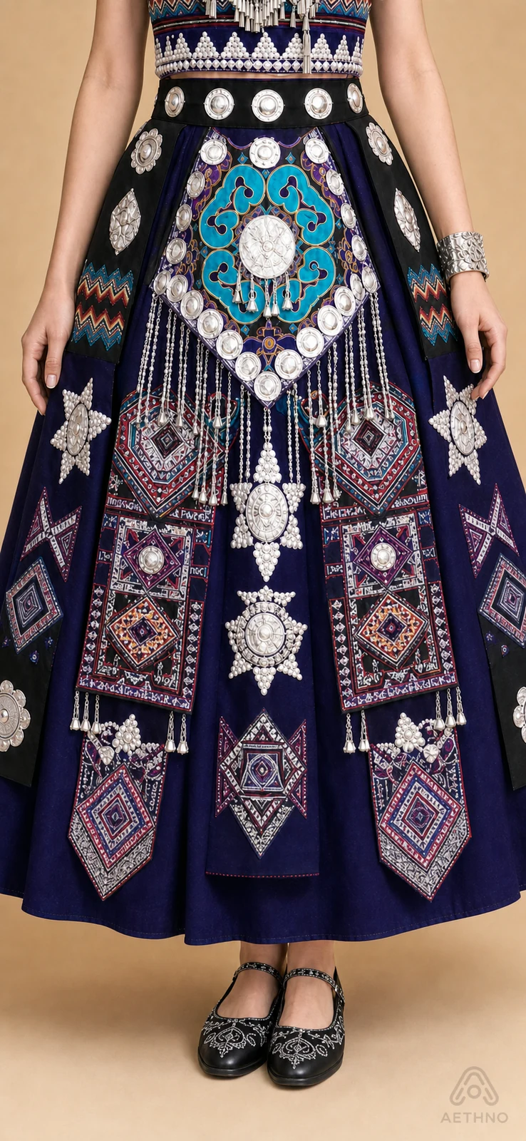 AETHNO Miao-Inspired Embroidered Women's Outfit - Look 159 - Image 8