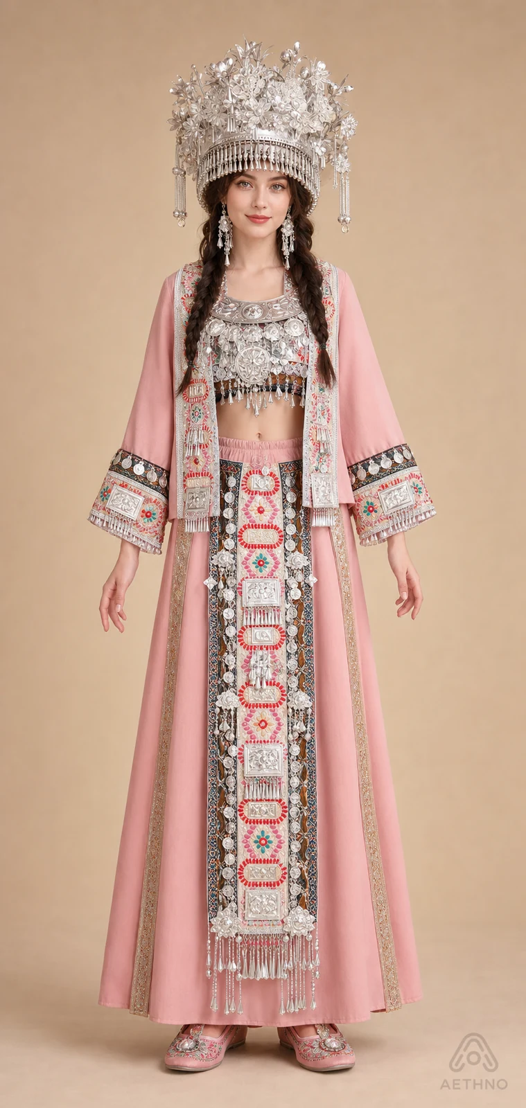 AETHNO Miao-Inspired Embroidered Women's Outfit - Look 160