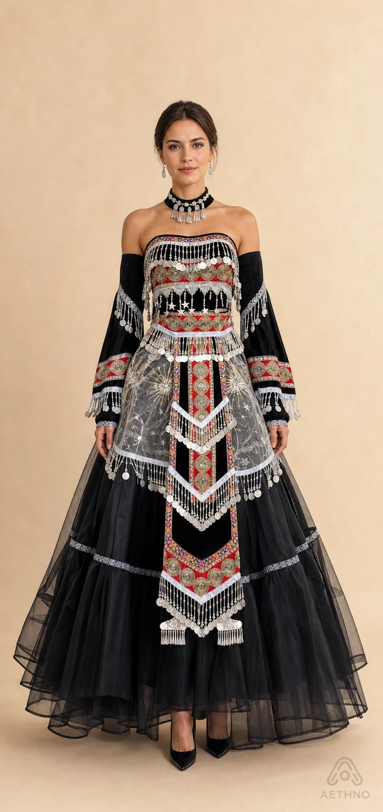 AETHNO Miao-Inspired Embroidered Women's Outfit - Look 163