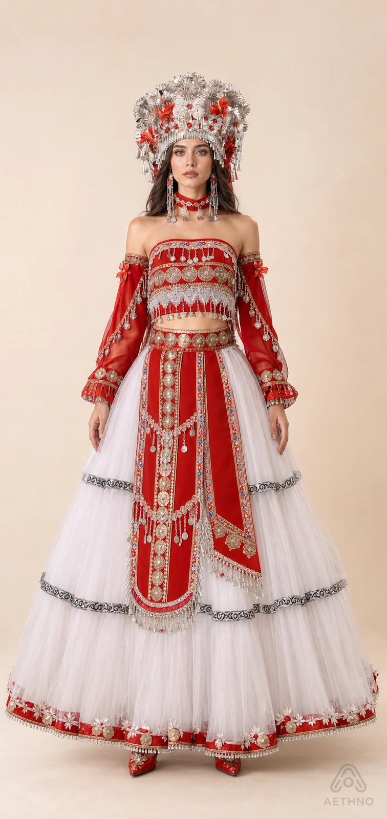 AETHNO Miao-Inspired Embroidered Women's Outfit - Look 164