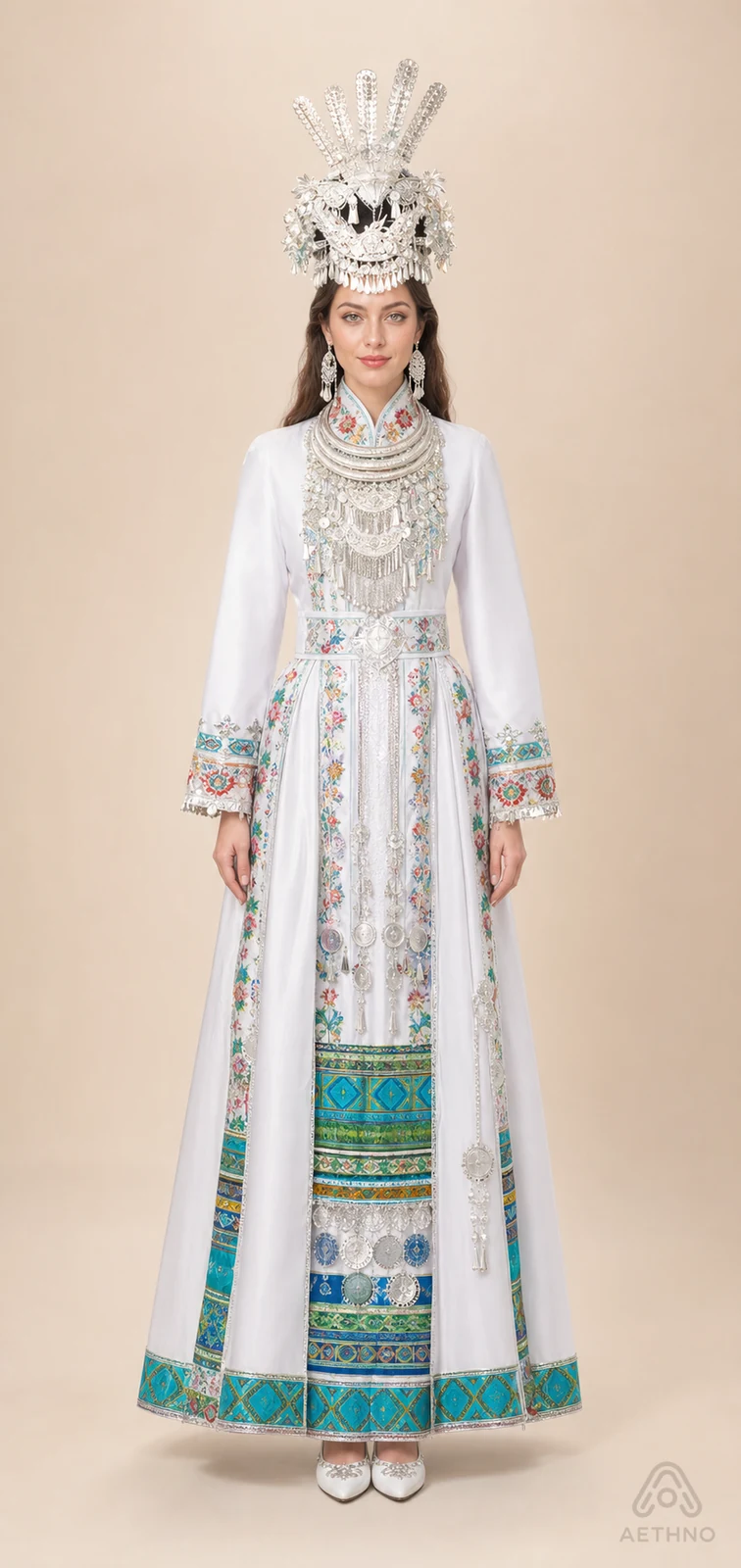 AETHNO Miao-Inspired Embroidered Women's Outfit - Look 166