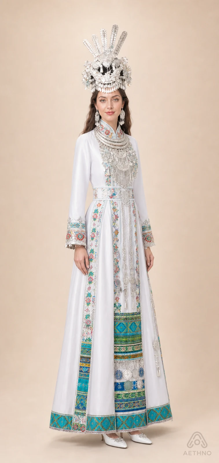 AETHNO Miao-Inspired Embroidered Women's Outfit - Look 166 - Image 2