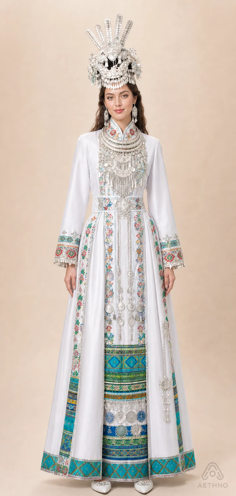 AETHNO Miao-Inspired Embroidered Women's Outfit - Look 166 - Image 8
