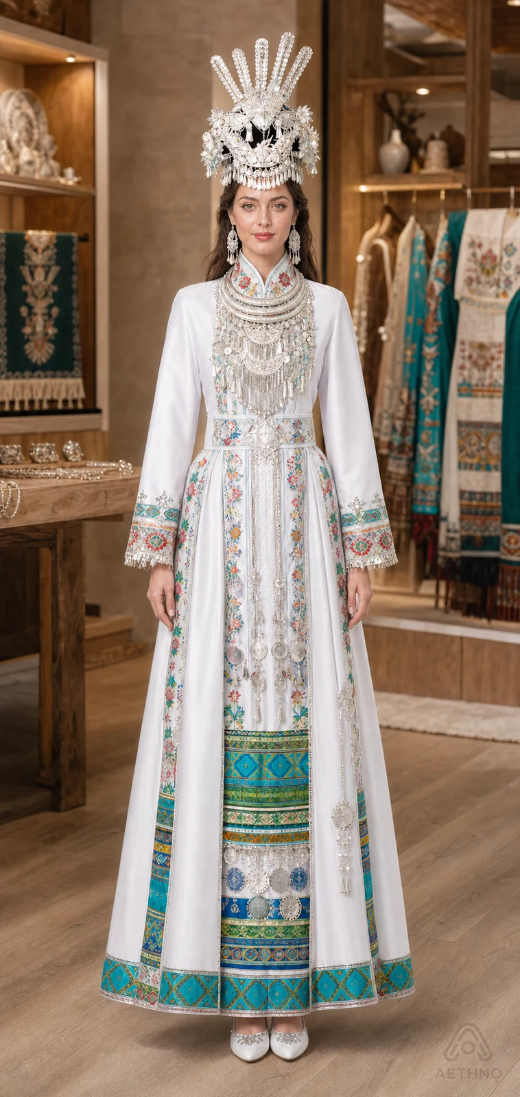 AETHNO Miao-Inspired Embroidered Women's Outfit - Look 166 - Image 9
