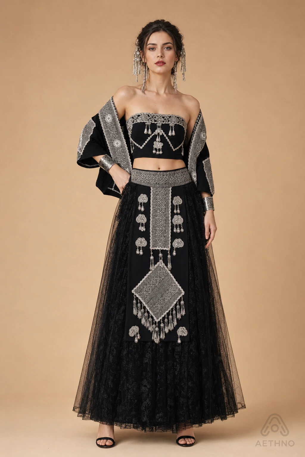 AETHNO Miao-Inspired Embroidered Women's Outfit - Look 170