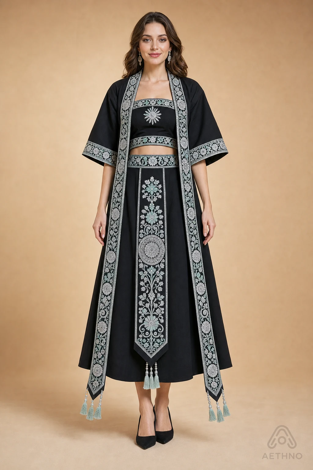AETHNO Miao-Inspired Embroidered Women's Outfit - Look 171