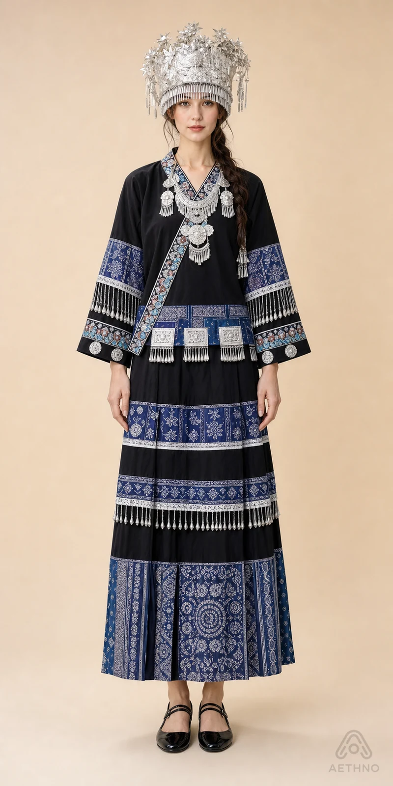 AETHNO Miao-Inspired Embroidered Women's Outfit - Look 174