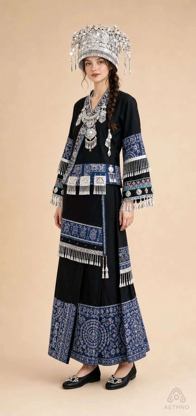 AETHNO Miao-Inspired Embroidered Women's Outfit - Look 174 - Image 2