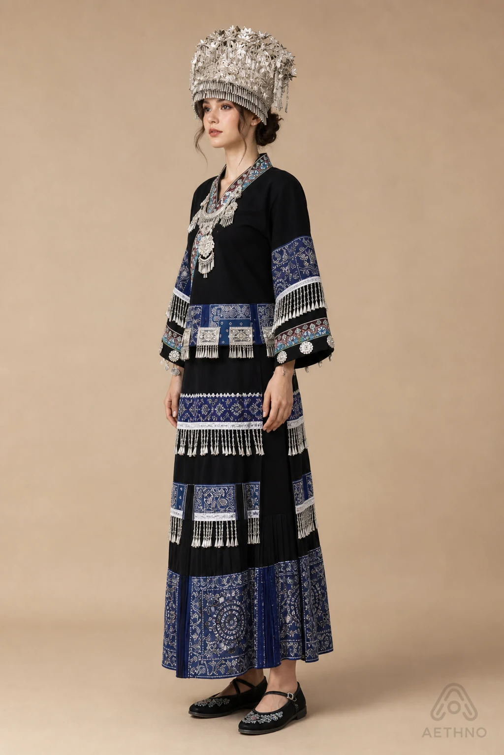 AETHNO Miao-Inspired Embroidered Women's Outfit - Look 174 - Image 3