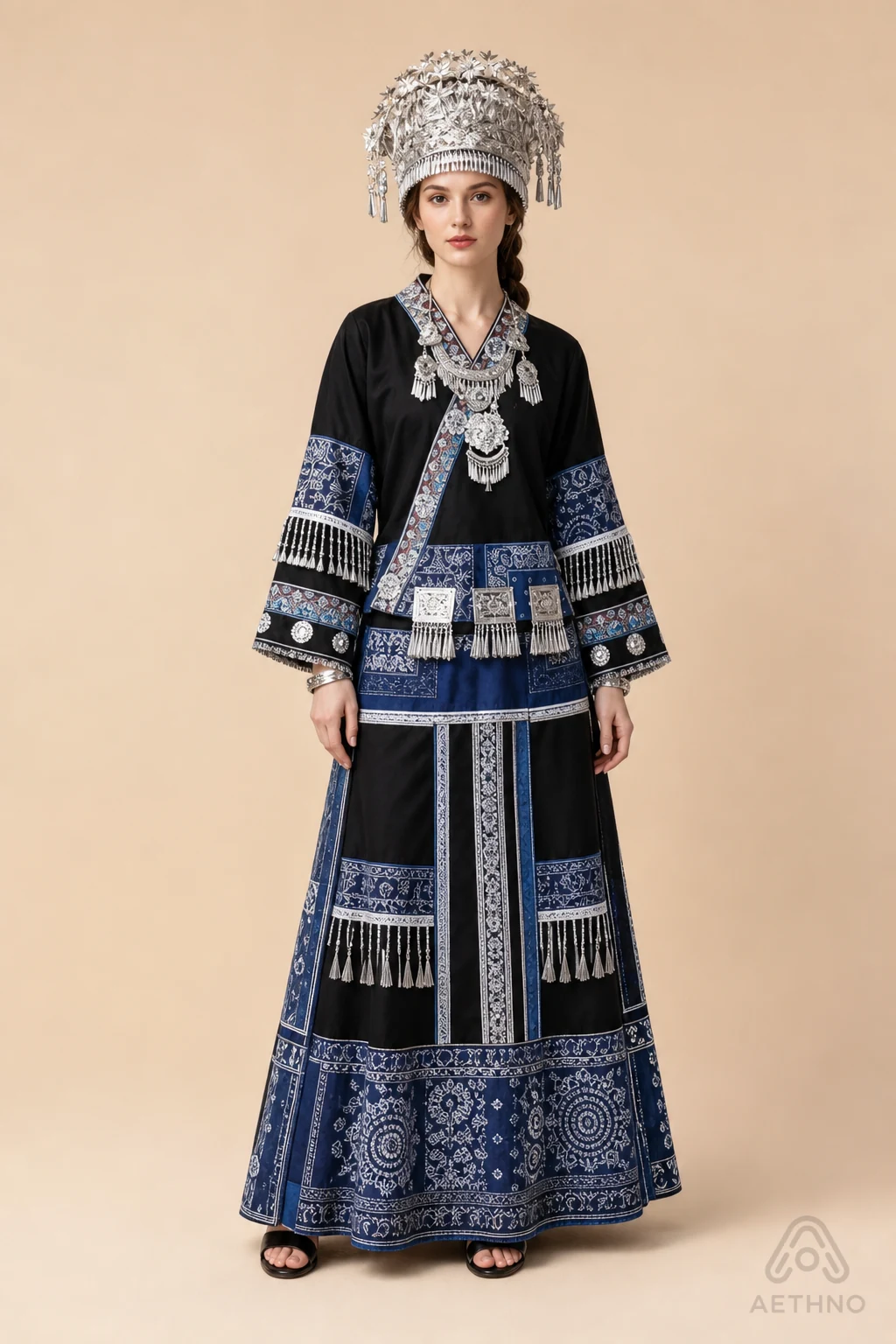 AETHNO Miao-Inspired Embroidered Women's Outfit - Look 174 - Image 8