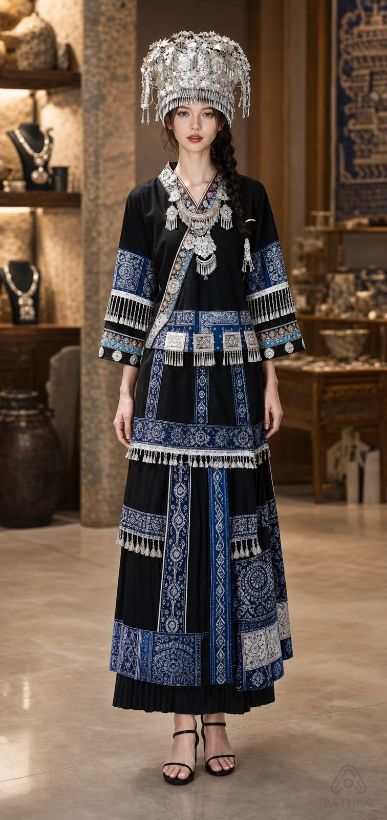 AETHNO Miao-Inspired Embroidered Women's Outfit - Look 174 - Image 9
