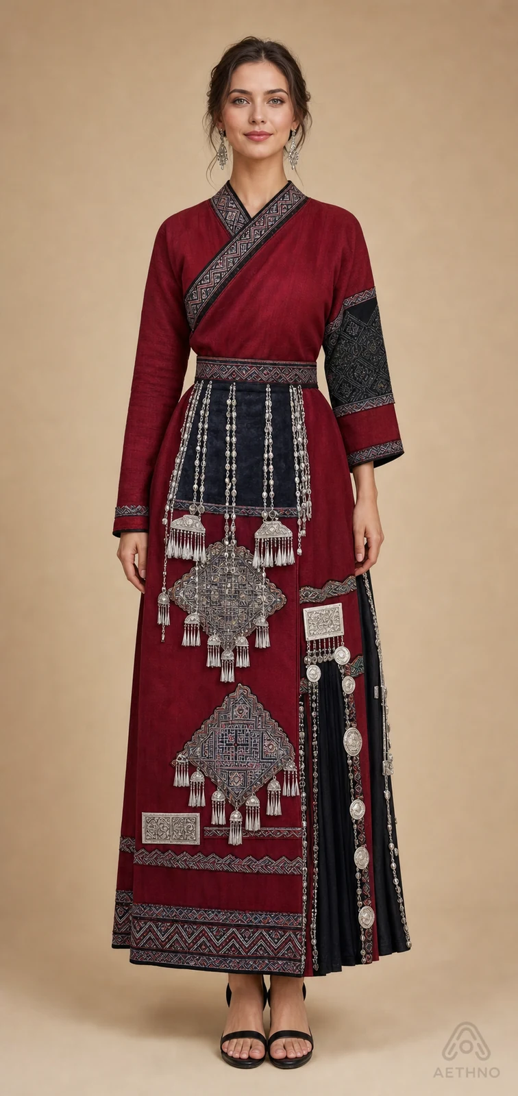 AETHNO Miao-Inspired Embroidered Women's Outfit - Look 176