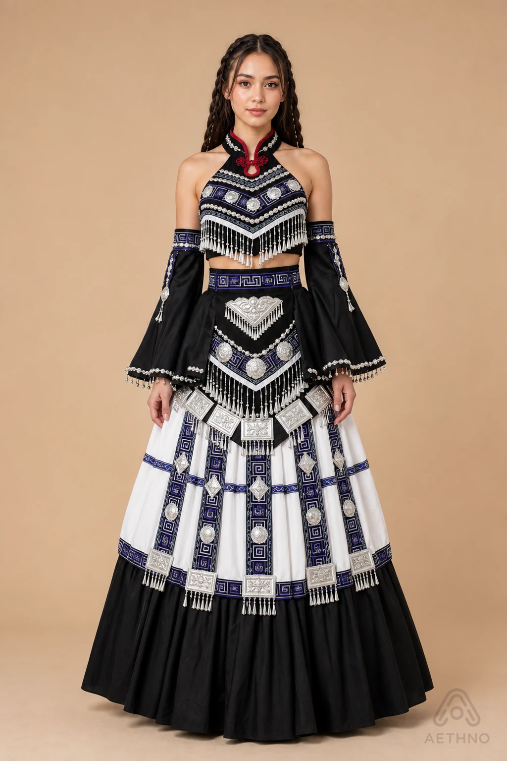 AETHNO Miao-Inspired Embroidered Women's Outfit - Look 178