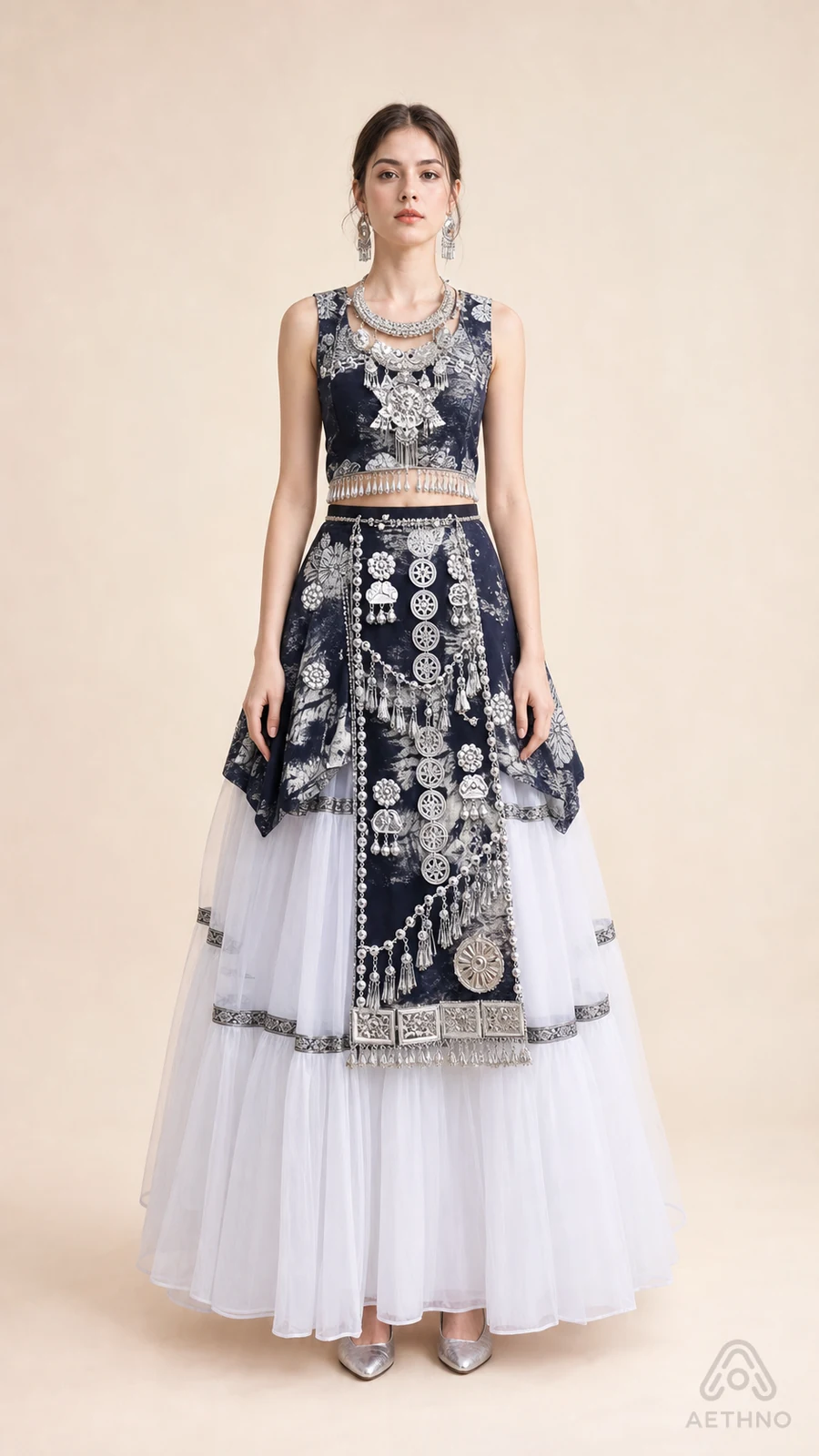 AETHNO Miao-Inspired Embroidered Women's Outfit - Look 183