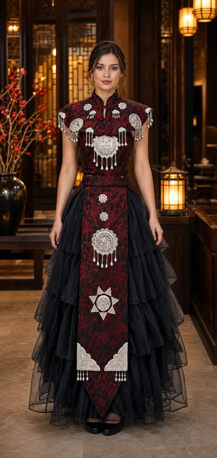 AETHNO Miao-Inspired Embroidered Women's Outfit - Look 184 - Image 9