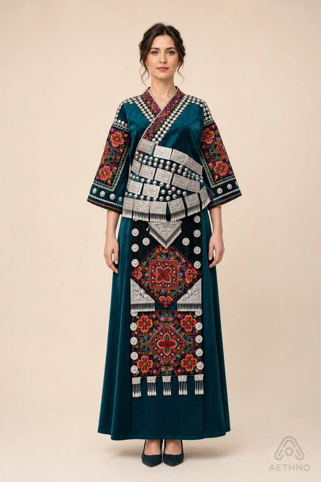 AETHNO Miao-Inspired Embroidered Women's Outfit - Look 192