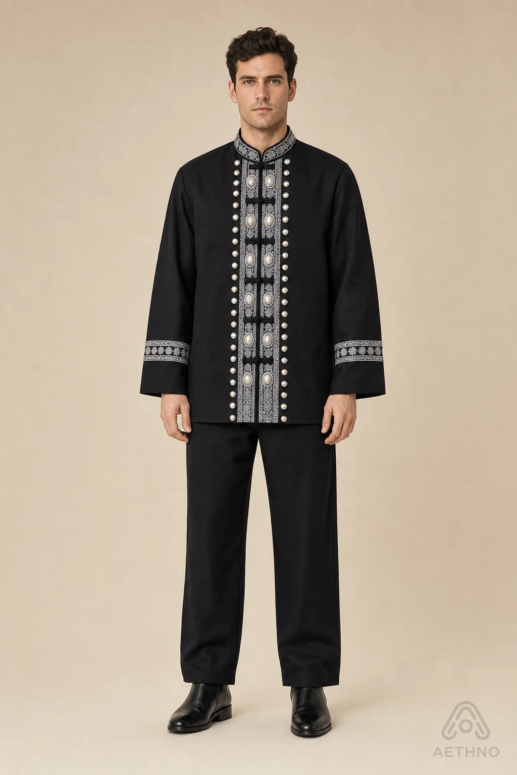 AETHNO Miao-Inspired Embroidered Men's Outfit - Look 194