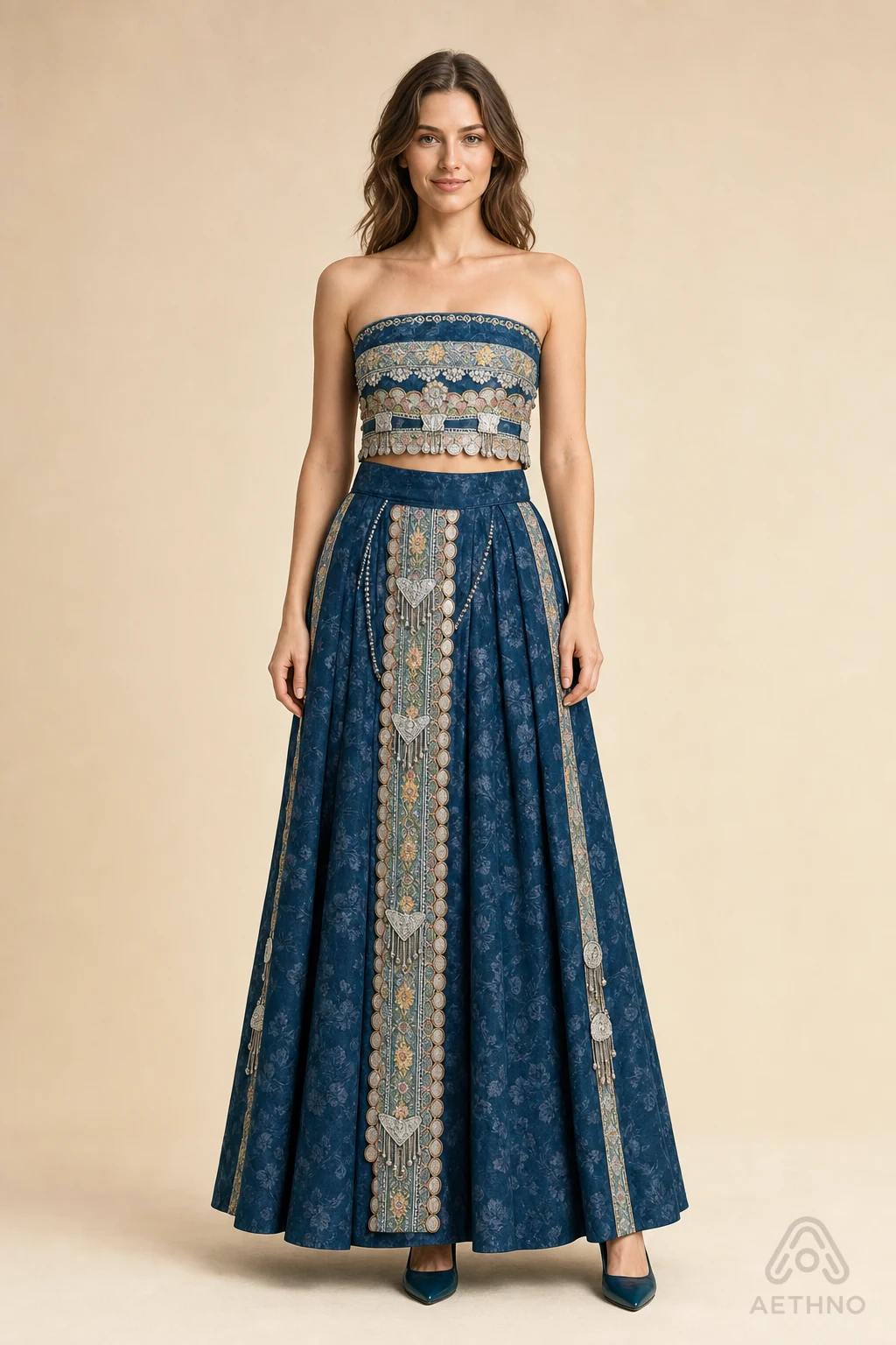 AETHNO Miao-Inspired Embroidered Women's Outfit - Look 195