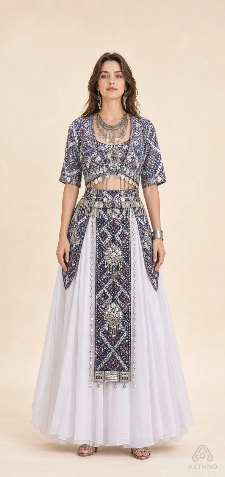 AETHNO Miao-Inspired Embroidered Women's Outfit - Look 196