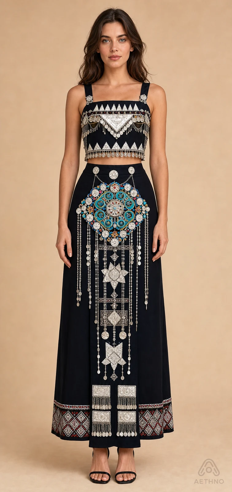 AETHNO Miao-Inspired Embroidered Women's Outfit - Look 199