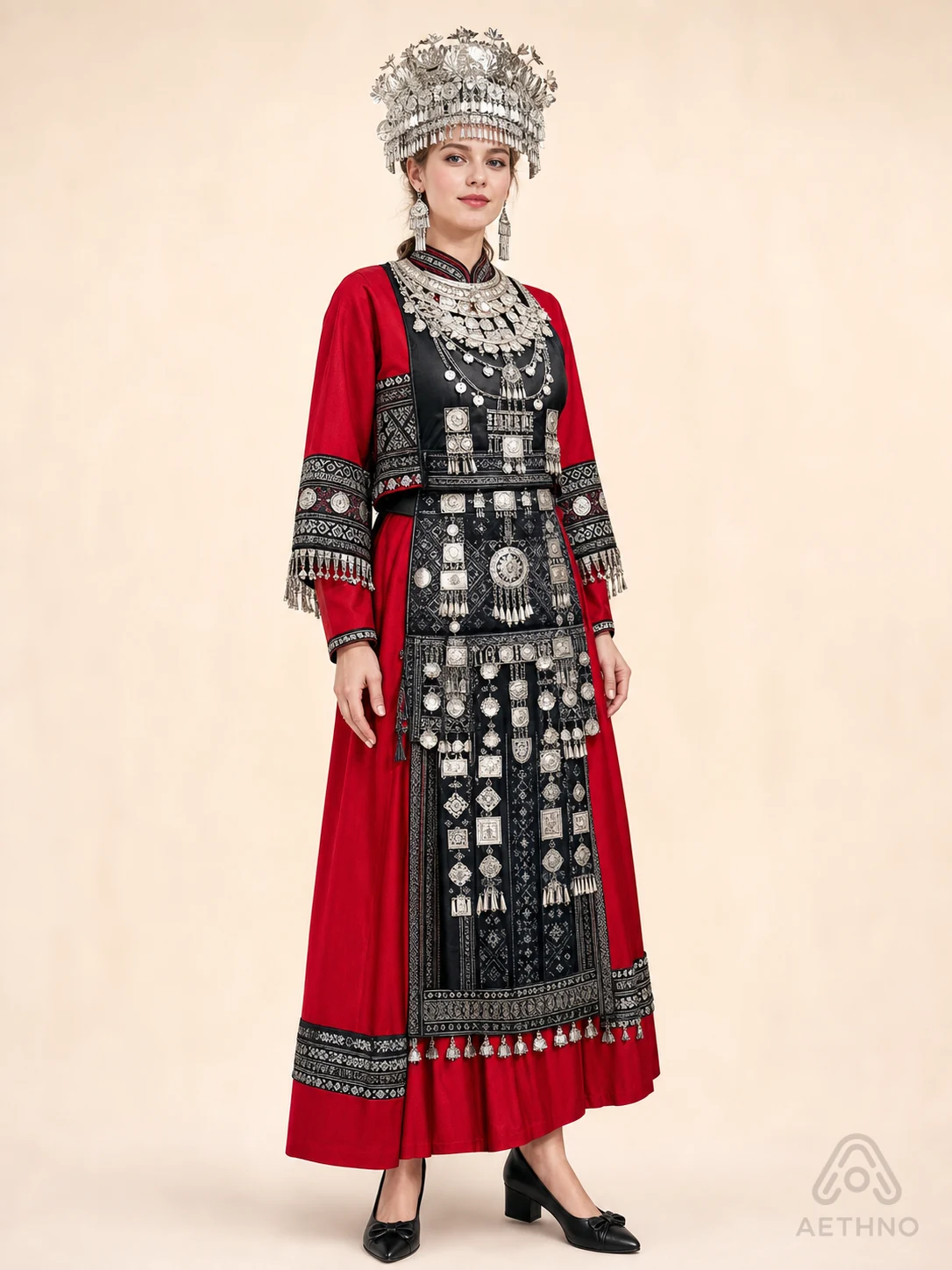 AETHNO Miao-Inspired Embroidered Women's Outfit - Look 201