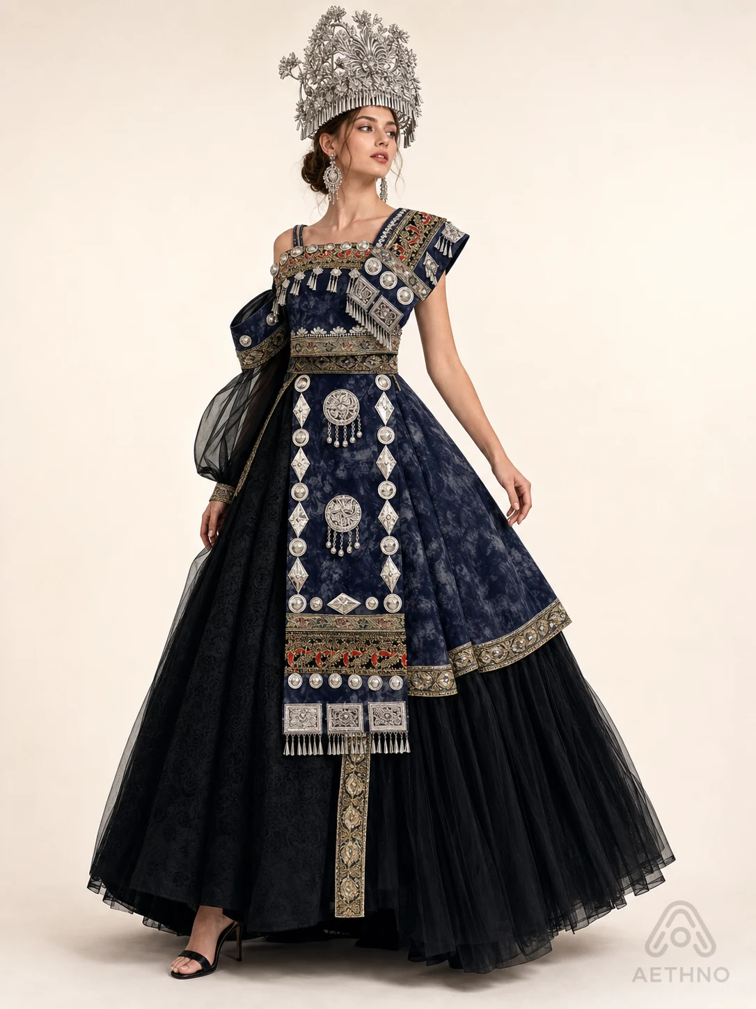 AETHNO Miao-Inspired Embroidered Women's Outfit - Look 203