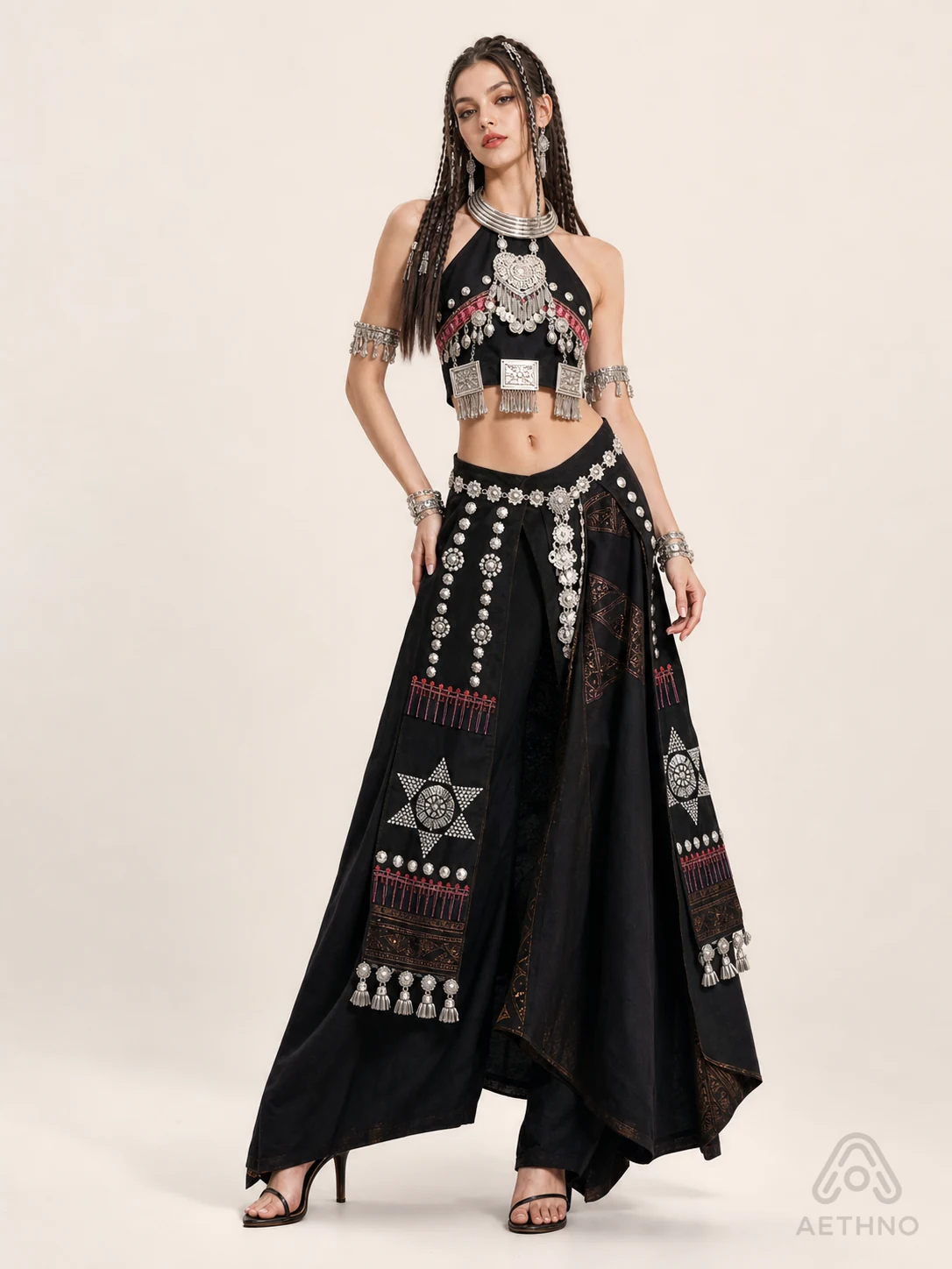 AETHNO Miao-Inspired Embroidered Women's Outfit - Look 204