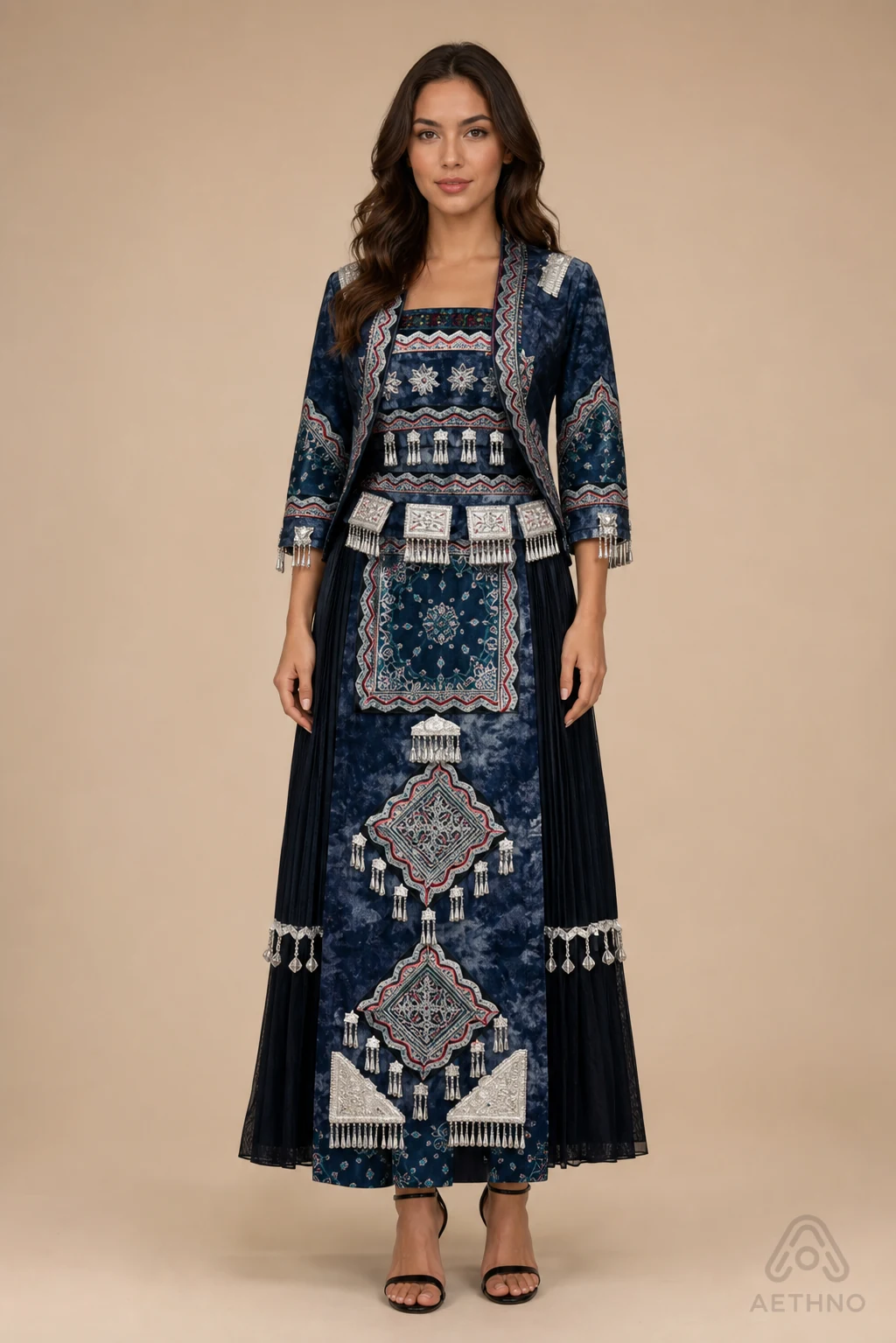 AETHNO Miao-Inspired Embroidered Women's Outfit - Look 208