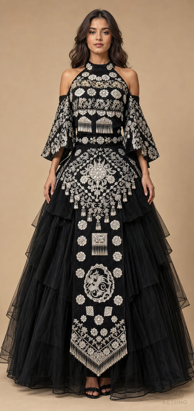 AETHNO Miao-Inspired Embroidered Women's Outfit - Look 212