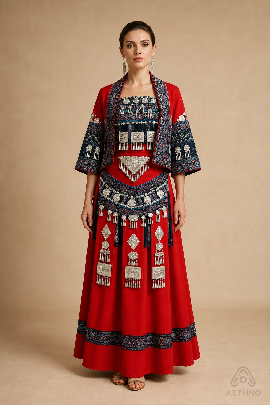 AETHNO Miao-Inspired Embroidered Women's Outfit - Look 216