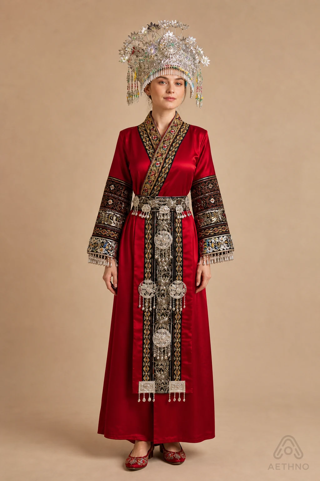 AETHNO Miao-Inspired Embroidered Women's Outfit - Look 219