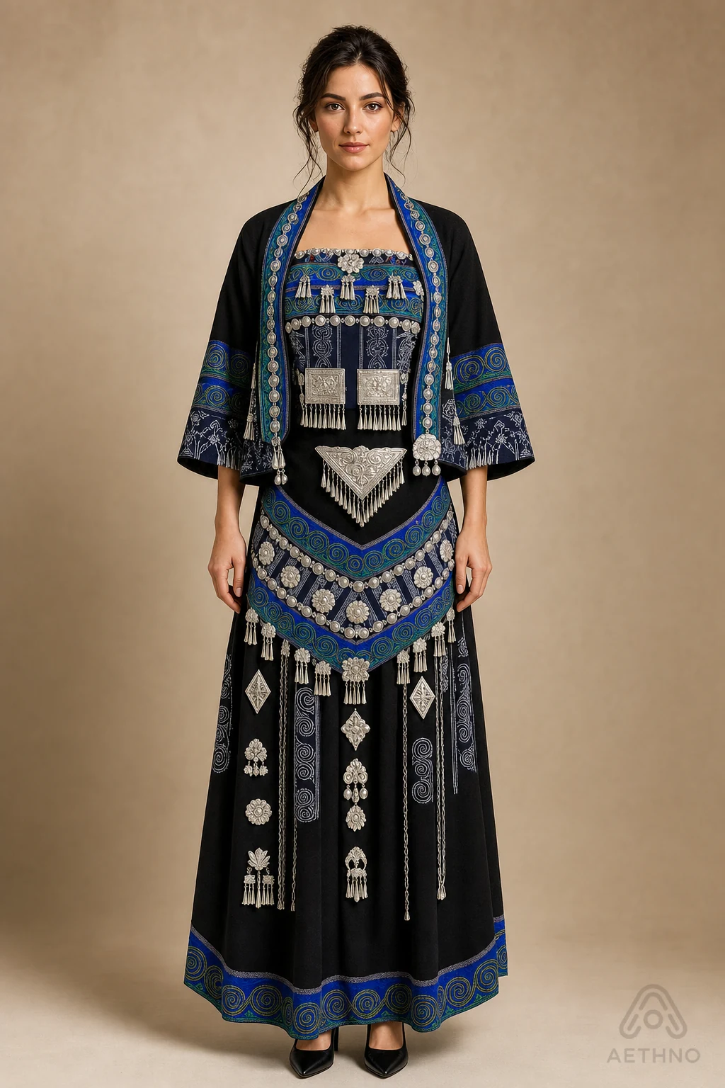 AETHNO Miao-Inspired Embroidered Women's Outfit - Look 221