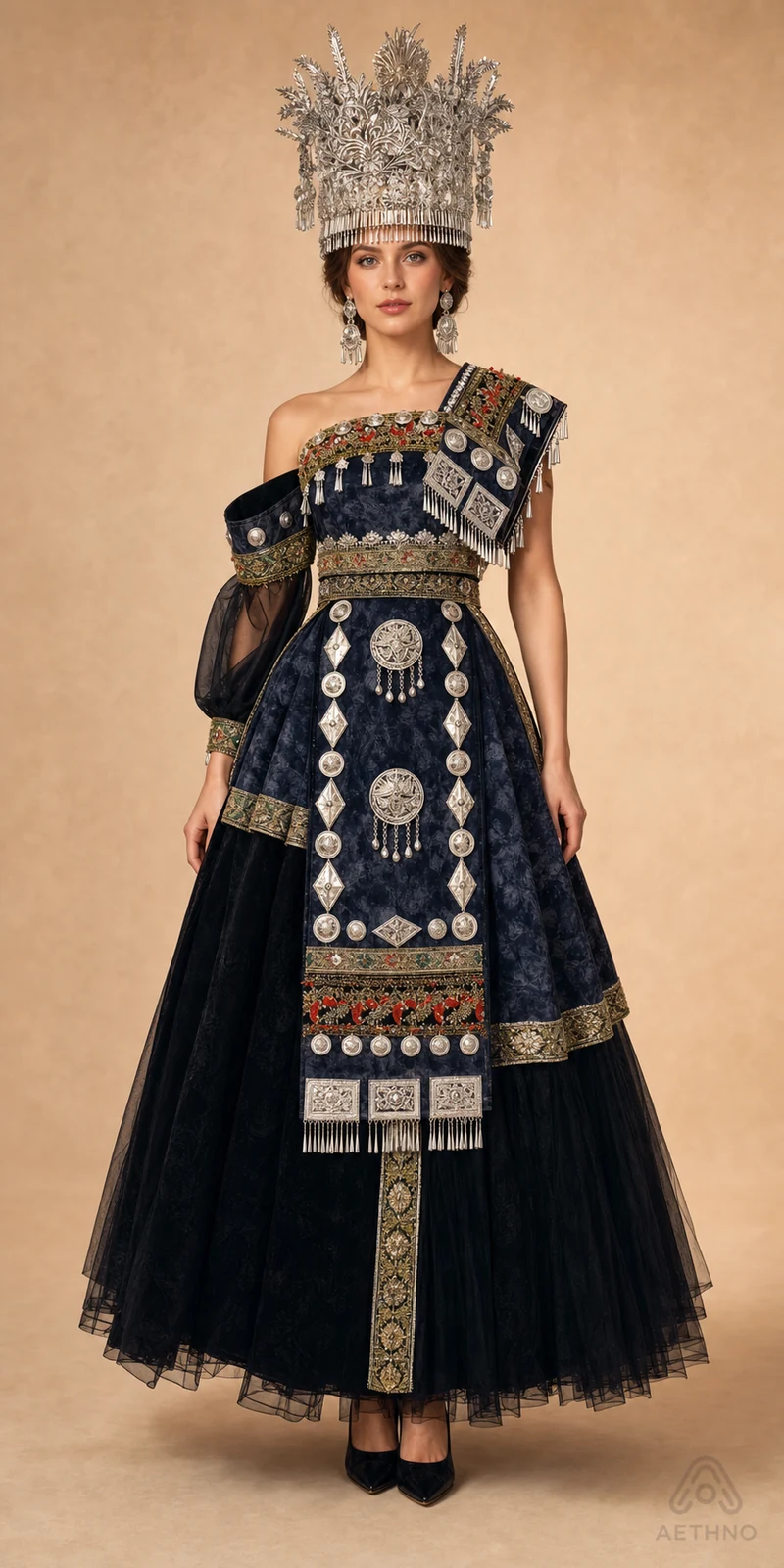 AETHNO Miao-Inspired Embroidered Women's Outfit - Look 222