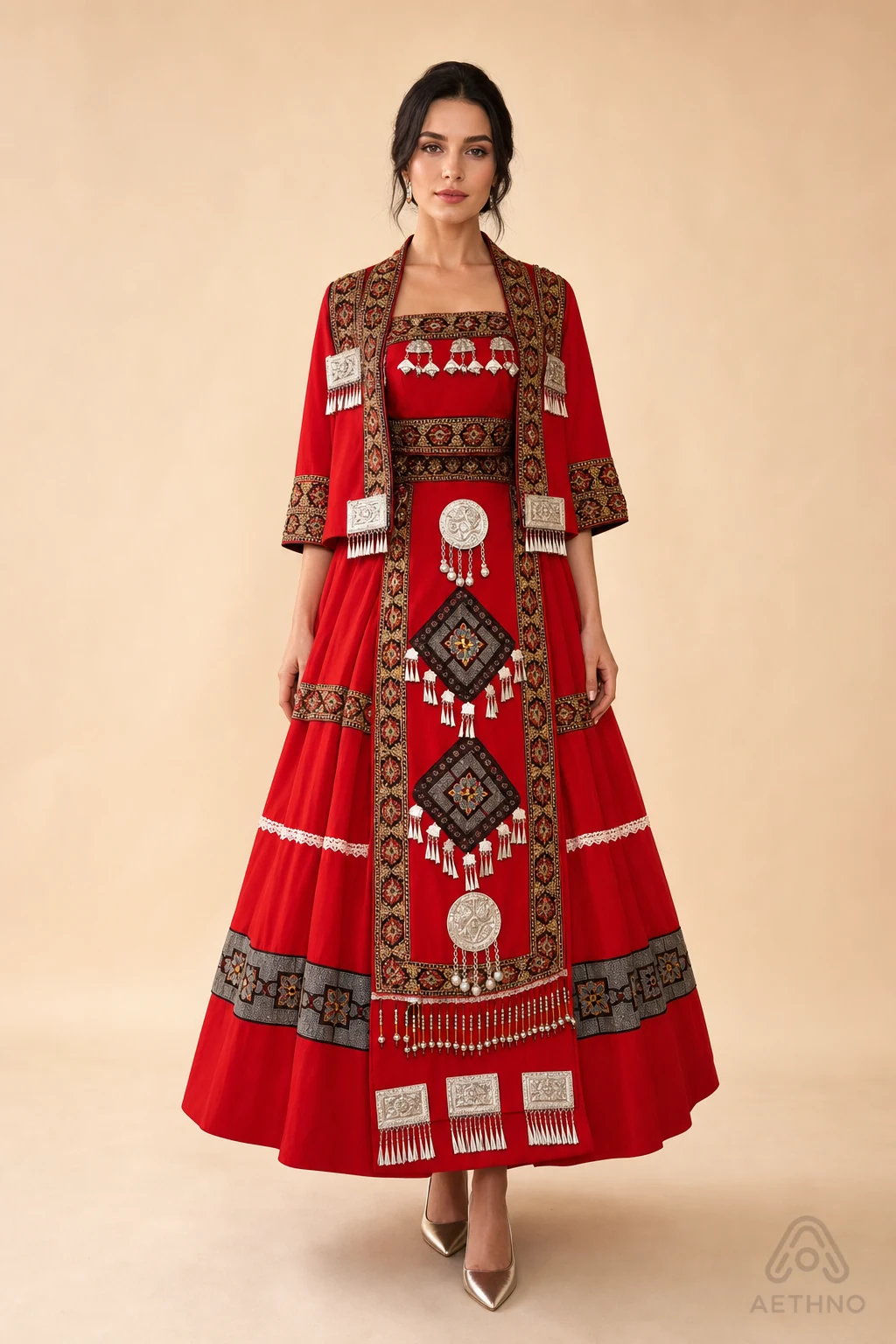 AETHNO Miao-Inspired Embroidered Women's Outfit - Look 224