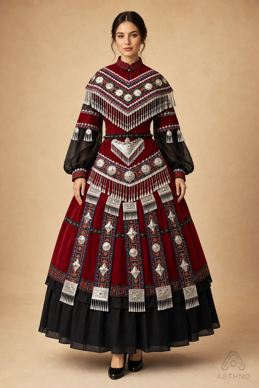 AETHNO Miao-Inspired Embroidered Women's Outfit - Look 225
