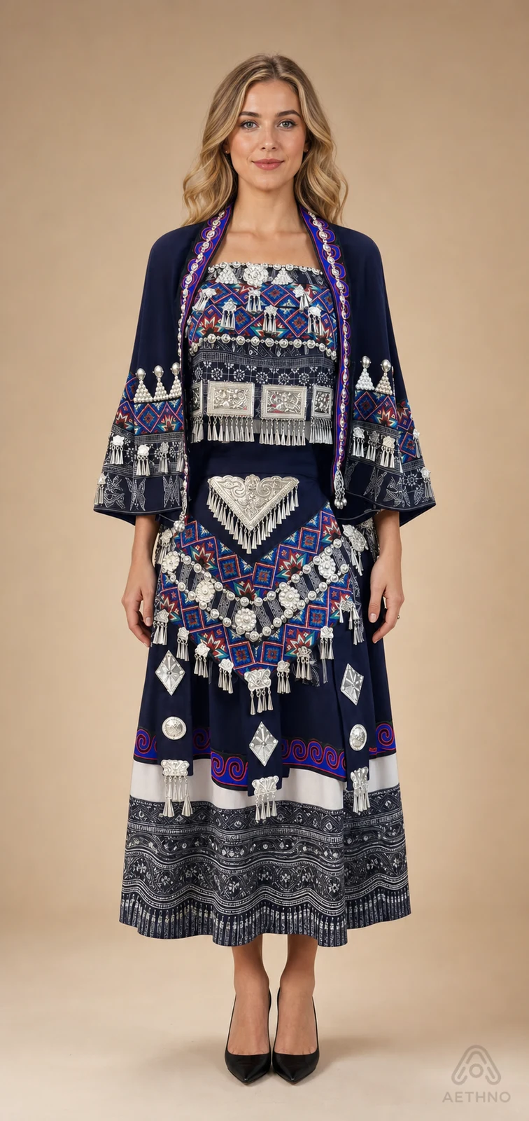 AETHNO Miao-Inspired Embroidered Women's Outfit - Look 234